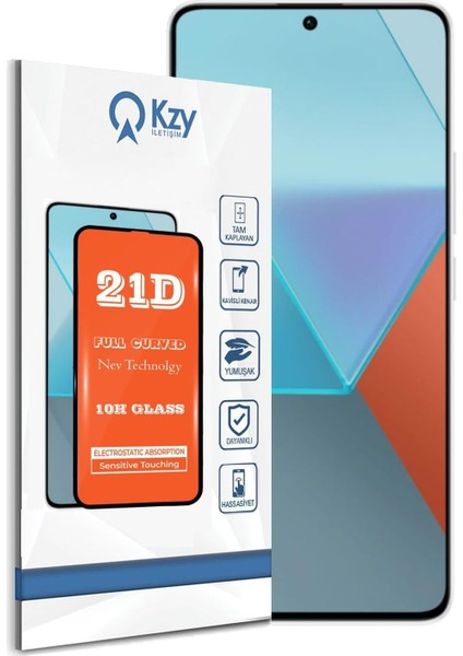 Metrashop Iletişim Xiaomi Redmi Note 13 Pro ile Uyumlu Tam Kaplayan 21D Temperli Ekran Koruyucu Cam