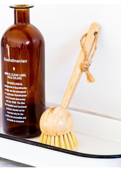 Metrashop Sert Kıllı Bambu Saplı Ahşap Mutfak Temizlik Fırçası 21 cm