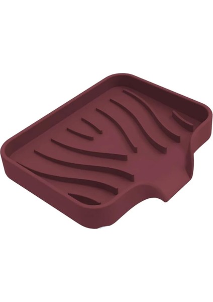 Metrashop Silikon Mutfak, Banyo Su Giderli Vantuzlu Esnek Sabunluk Bordo Renk