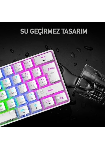 Metrashop Blic Oyuncu Klavyesi Rgb Klavye 20 Modlu Ayarlanabilir Renk Seçeneği Rgb Suya ve Toza Dayanıklı Klavye Oyun Klavyesi Oyuncu Klavye Mekanik Klavye Aydınlatmalı Klavye Mavi Switch (Beyaz)