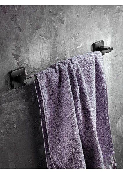 Metrashop Haus Montajlı Uzun Havluluk Banyo Havlu Askısı Siyah D-006
