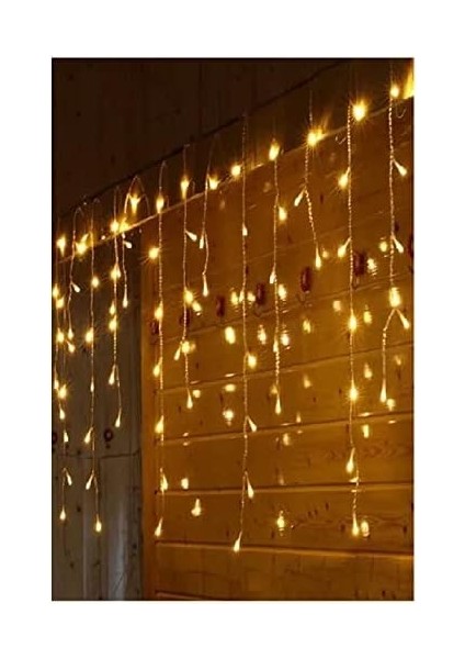 Metrashop LED Perde Işık Fişli Özel Günler Baby Shower Kutlama Doğumgünü Dekoratif 12 Saçaklı 216 LED Lambalı 3 * 2 Metre
