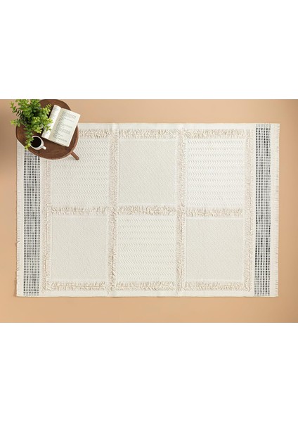 Metrashop Home Helena Saçaklı Kılım 120X180 cm Krem