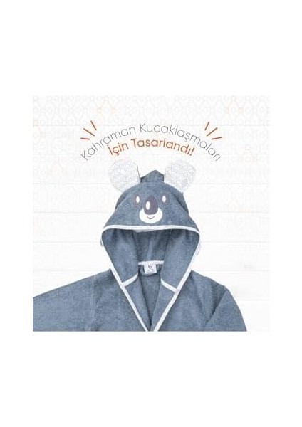 Metrashop Hero Kahraman Kapüşonlu Havlu Bebek Çocuk Bornozu Koala