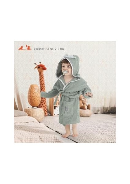 Metrashop Hero Kahraman Kapüşonlu Havlu Bebek Çocuk Bornozu Koala
