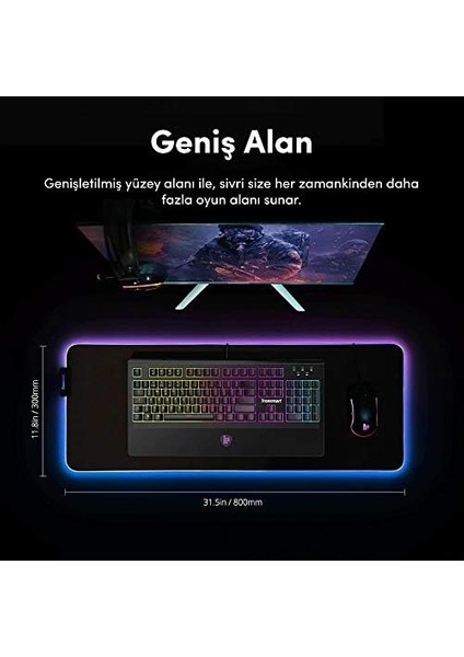Metrashop Spire 80 x 30 cm Rgb Gaming Oyuncu Mousepad