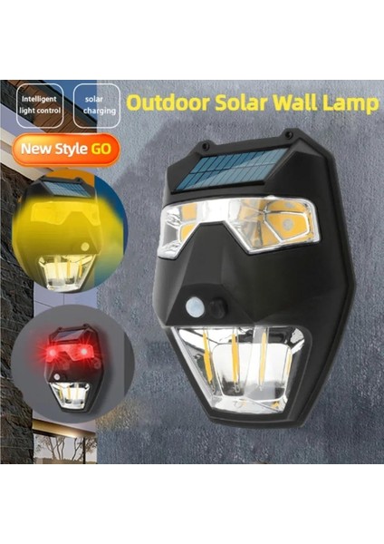 Metrashop Solar Güneş Enerjili Lamba Panter 2 Cop LED Hareket Sensörlü 5 Işık Modlu Aplik Su Geçirmez Duvar Teras Veranda Bahçe Agaç Patika Garaj Balkon Dekorasyon Aydınlatması