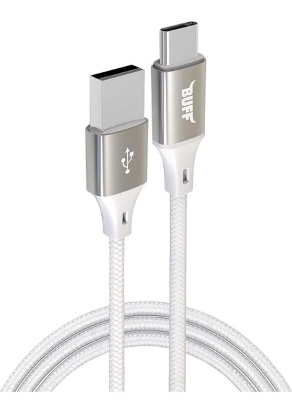 Metrashop BL71 USB To Type-C 2.4A 1.2m Örgülü Data ve Şarj Kablosu (Beyaz)