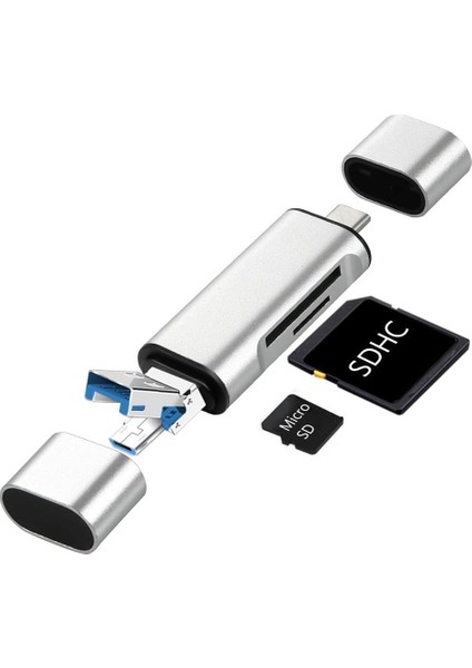 Metrashop Type C USB Kart Okuyucu Micro Sd Card Reader Çevirici Dönüştürücü Adaptör