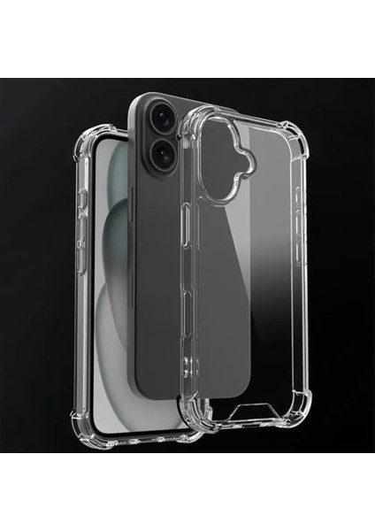 Apple iPhone 16 Plus Uyumlu Kenar ve Darbe Korumalı Anti Shock Darbe Emici Şeffaf Silikon Tpu Clear Kılıf Transparent