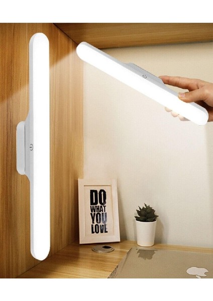 Metrashop LED Işık USB Şarjlı Mıknatıslı LED Aplik Heroled Martı Ayna Üstü Dolap Altı Dimlenebilir Makyaj Aynası Mutfak Tezgah Aplik (Beyaz)