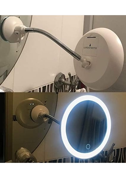 Metrashop Of Myth - Şerit LED Işıklı Banyo Makyaj-Tıraş Aynası, 10X Hd Büyütme, Esnek, Dokunmatik Işık Kısma, Ayarlanabilir Kol fiyatları
