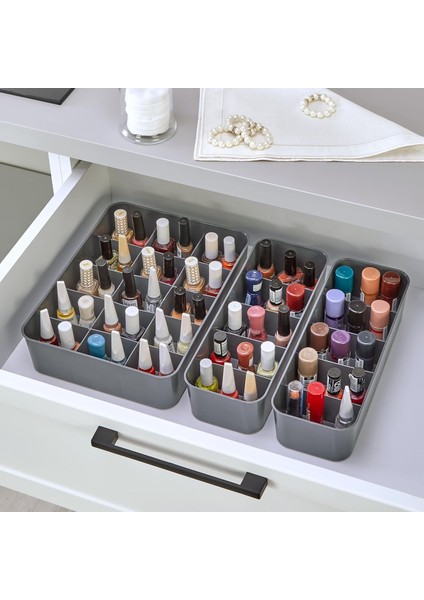 Metrashop 3'lü Düzenleyici Antrasit, Mutfak, Banyo, Ofis, Yatak Odası, Makyaj Masası Organizer Set