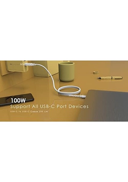 Metrashop Type-C Kablosu Usb-C Kablo iPhone iPad MacBook Android Uyumlu Şarj ve Data Kablosu 200CM