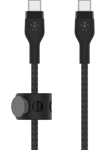 Metrashop Macbookpro, Ipadpro, GALAXYS22, Ultra, Plus - Siyah Gibi Cihazlar Için Power Delivery Pd ile Hızlı Şarj Için Boostchargepro Flex Örgülü Usb-C - Usb-C Kablosu 1m Usb-If Onaylı