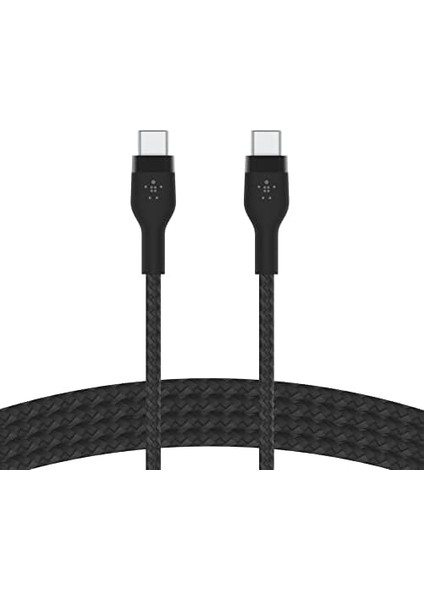 Metrashop Macbookpro, Ipadpro, GALAXYS22, Ultra, Plus - Siyah Gibi Cihazlar Için Power Delivery Pd ile Hızlı Şarj Için Boostchargepro Flex Örgülü Usb-C - Usb-C Kablosu 1m Usb-If Onaylı