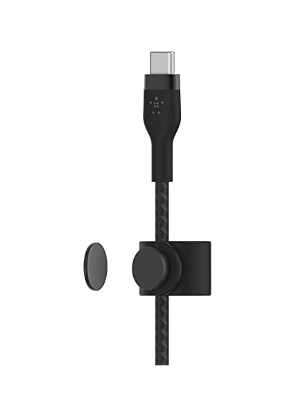 Metrashop Macbookpro, Ipadpro, GALAXYS22, Ultra, Plus - Siyah Gibi Cihazlar Için Power Delivery Pd ile Hızlı Şarj Için Boostchargepro Flex Örgülü Usb-C - Usb-C Kablosu 1m Usb-If Onaylı
