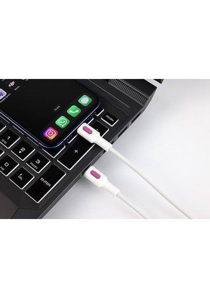 Metrashop Coral iPhone Uyumlu Type C-Lightning Pd Hızlı Şarj Kablosu (Beyaz + Fuşya/beyaz Uç) (120 Cm) modelleri