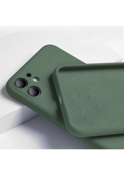 Apple iPhone 11 Kılıf 6.1 Içi Kadife Lansman Silikon Kılıf Şok Emici Full Kasa Koruma Sağlayan Kılıf (Haki Yeşili)
