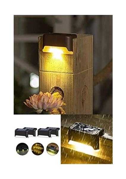 Metrashop Solar Güneş Enerjili Köşebent Merdiven Veranda Bahçe LED Lamba 4lü Dekor Bahçe Aydınlatma 1430 fiyatları