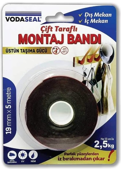 Metrashop Montaj Bandı, Gri 19MMX5MT