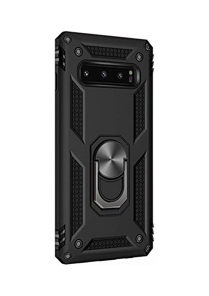 Samsung Galaxy S10 Için Kılıf Military Ring Holder Siyah [Samsung Galaxy S10 ile Uyumlu Kılıf - Siyah] modelleri