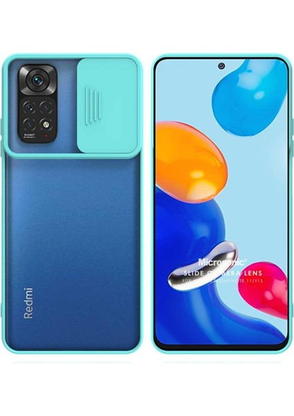 Xiaomi Redmi Note 11S Kılıf Slide Camera Lens Protection, Turkuaz