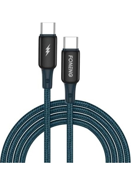 Metrashop X87 60W Type-C To Type-C Şarj ve Data Kablosu Ip Örgülü 1,2m