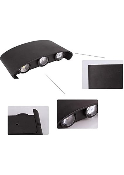 Metrashop 9 W Dekoratif Çift Yönlü Bahçe Aplik Tepegöz 6'lı Duvar Aydınlatma LED Aplik IP65 Iç ve Dış Mekan Mercekli LED IP65
