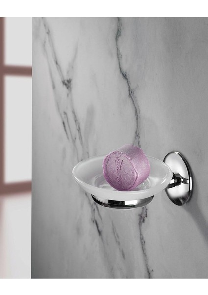 Metrashop Haus Krom Kaplama Mat Plastik Hazneli Katı Sabunluk S-105