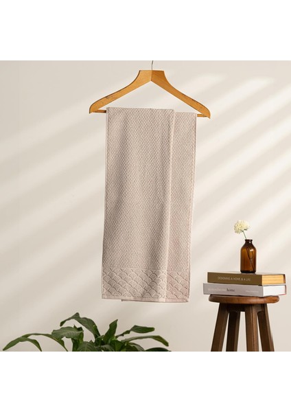 Metrashop | Alana | Extra Yumuşak Pamuklu Pirinç Örgü Vücut Havlusu Bej