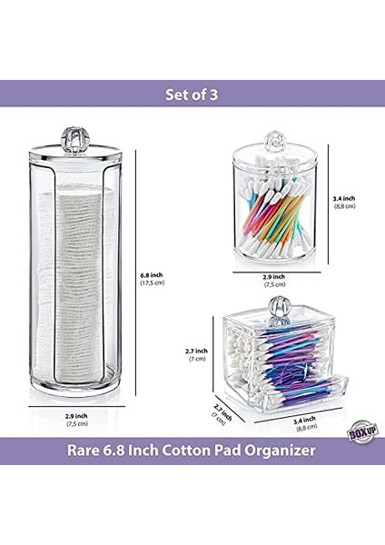 Metrashop 3'lü Set Makyaj Organizer Banyo Düzenleyici Pamukluk Seti, Pamuklu Kulak Çubuğu Organizeri, Makyaj Pamuk Organizeri modelleri