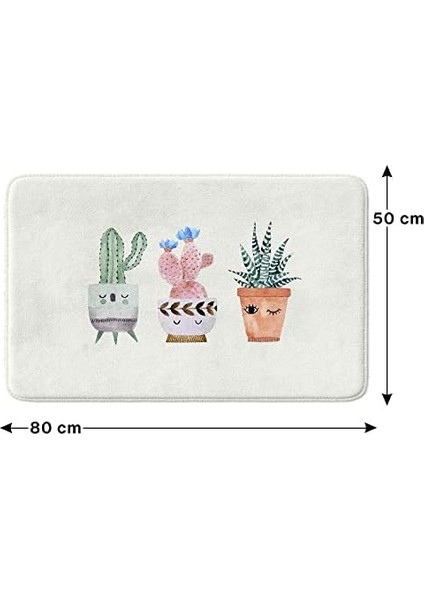 Metrashop Sevimli Tasarımlı Mikrofiber Banyo Paspası, Kaymaz Taban, Makinede Yıkanabilir (256_BPSM, 60 x 40_80 x 50 2'li Takım)