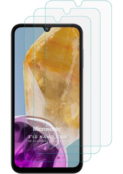 Samsung Galaxy M15 Screen Protector Nano Glass Cam Ekran Koruyucu (3`lü Paket) [Samsung Galaxy M15 ile Uyumlu Ekran Koruyucu - Şeffaf]