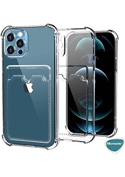 Apple iPhone 12 Için Card Slot Shock Kılıf Siyah [Apple iPhone 12 ile Uyumlu Kılıf - Siyah]