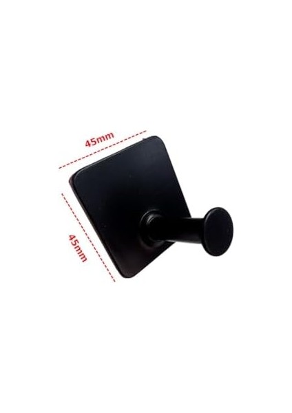 Metrashop Kendinden Yapışkanlı Askılık Tekli Mat Siyah 4 Lü Paket