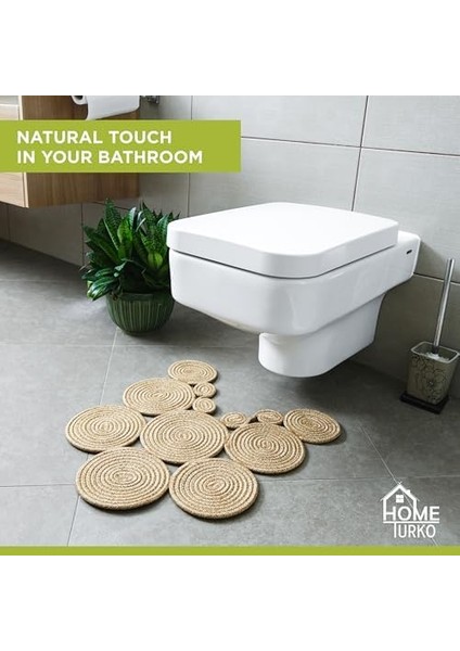 Metrashop Tarz Jüt Klozet Önü Paspası - Doğal Jüt, Yıkanabilir ve Dayanıklı Halı, Şık ve Dekoratif Banyo Matı (Standart)