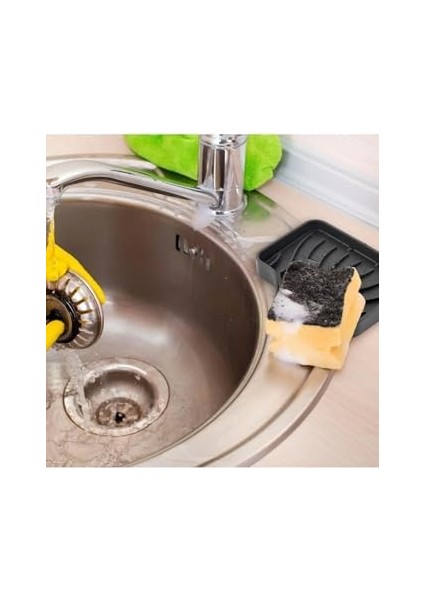 Metrashop Silikon Mutfak, Banyo Su Giderli Vantuzlu Esnek Sabunluk Siyah Renk modelleri