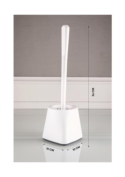 Metrashop Haus Silikon Wc Tuvalet Banyo Fırçası Klozet Fırçası Kare Beyaz