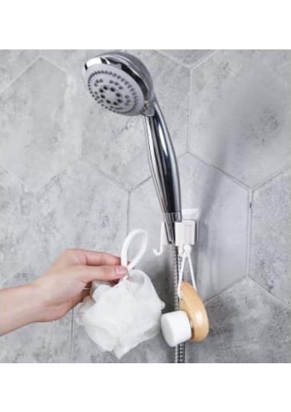 Metrashop Renkli Kendinden Yapışkanlı Duş Başlık Tutucu ve Lif Askısı Aparat Banyo Düzenleyici