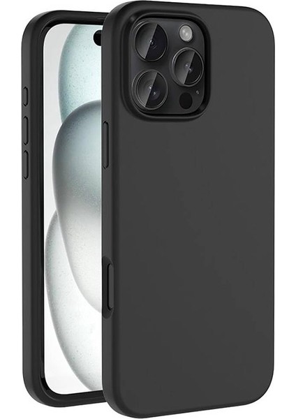 Uyumlu Apple iPhone 16 Pro Max Kılıf Magsafe Şarj Özellikli Sıvı Teknolojili Silinebilir Sert Kivi Kap Siyah