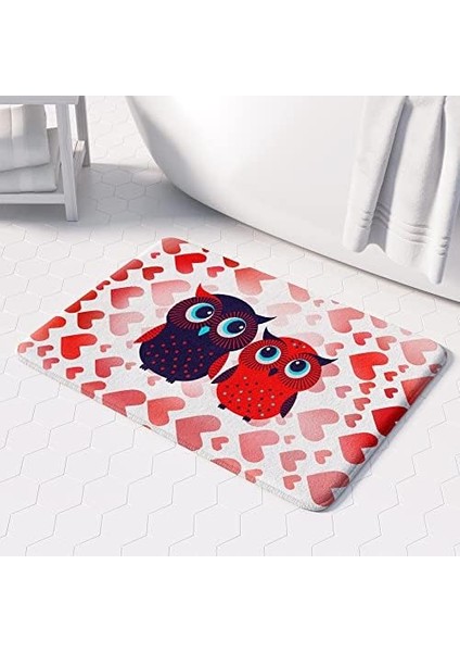 Metrashop Sevimli Tasarımlı Mikrofiber Banyo Paspası, Kaymaz Taban, Makinede Yıkanabilir (226_BPSM, 2'li Takım 40 x 60_50 x 80)