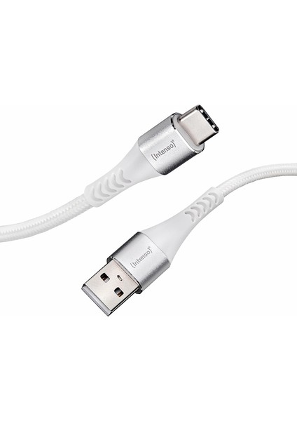 Metrashop A315C Usb-A 'dan Usb-C 'ye Hızlı Şarj ve Veri Aktarım Kablosu, 60 Watt'a Kadar Güç Destekli Naylon ve Aliminyum 1,5 Metre Beyaz