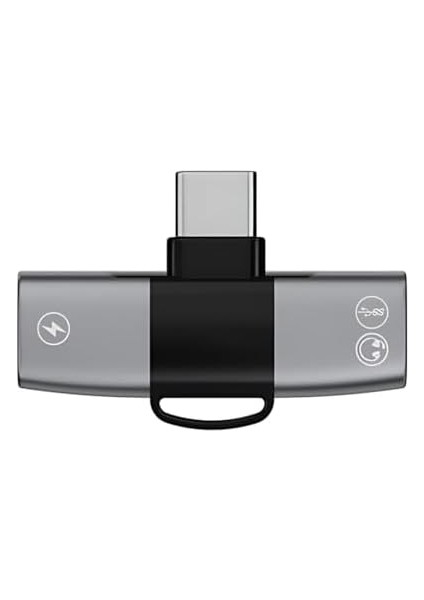 Metrashop Mobile Type C To 2x Type C Girişli Şarj ve Kulaklık Çoğaltıcı Adaptörü, 30W Şarj Destekli Çoğaltıcı