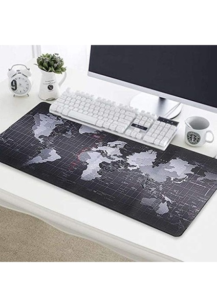 Metrashop Dünya Haritalı 70X30 cm Mouse Pad Kaymaz Oyuncu Büyük Boy
