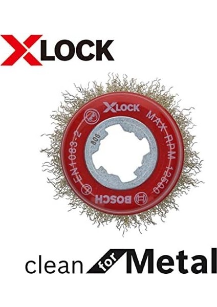 Metrashop Professional 1 x Dalgalı Tencere Fırçası Clean (Metal, X-Lock, Ø 75 Mm, Tel Kalınlığı 0,3 Mm, Çap 115 Mm, Açılı Taşlama Makinesi Aksesuarı)
