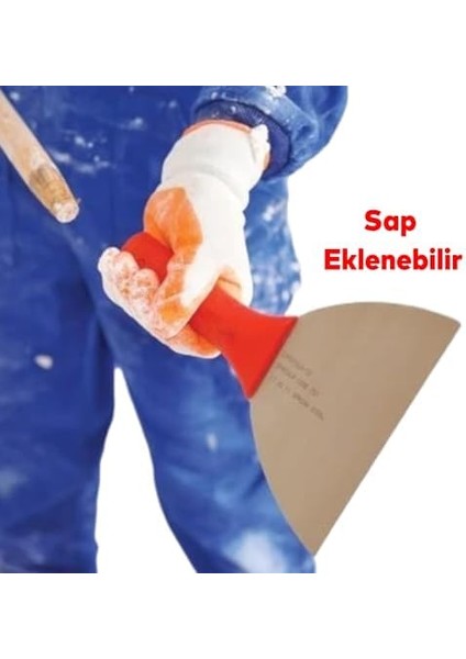 Metrashop Plastik Saplı Metal Spatula Sıva Duvar Macun Boya Kazıma Ispatulası 18 cm Takılabilir Sap