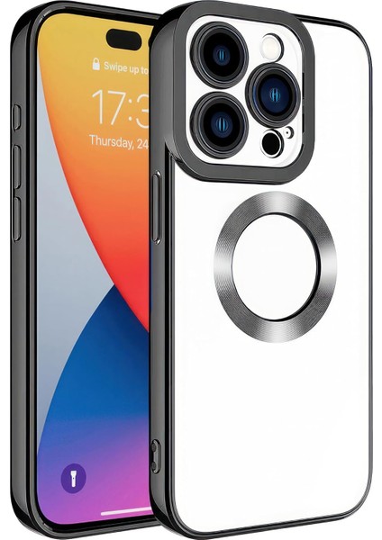 Uyumlu Apple iPhone 15 Pro Kılıf Kamera Korumalı Logo Gösteren Omega Kapak Siyah