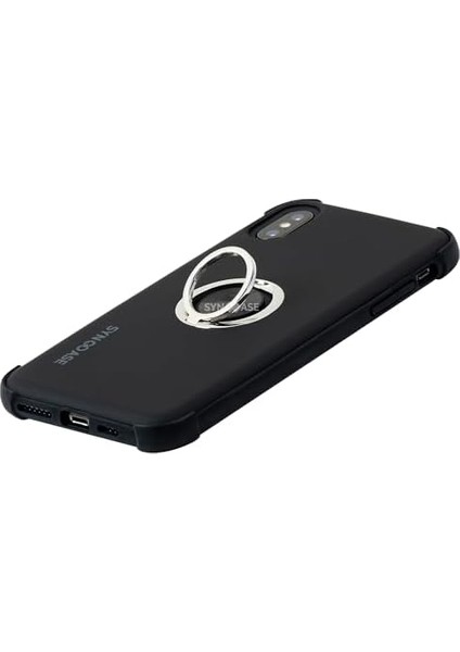 Apple iPhone Kılıf Apple iPhone Xr Uyumlu Telefon Kılıfı Halka Tutucu Telefon Standı Siyah