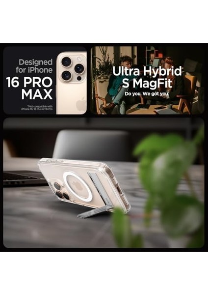 Apple iPhone 16 Pro Max Kılıf Ultra Hybrid S Magfit Magsafe Özellikli Crystal Clear - ACS08009